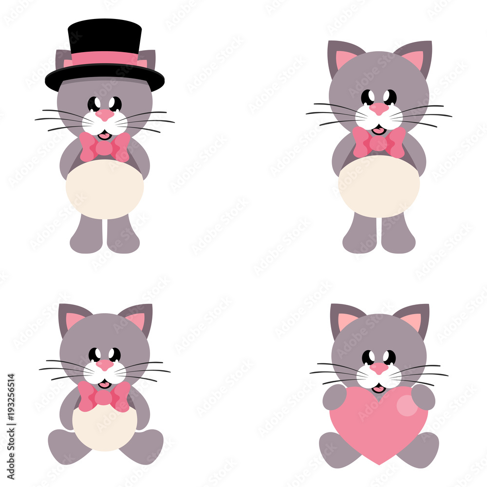 Fototapeta premium cartoon cute cat set