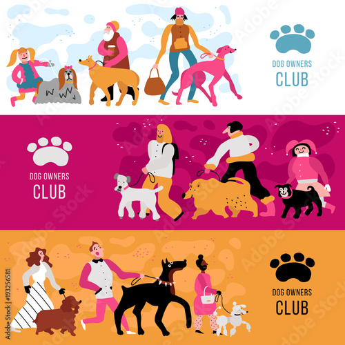 Dog Owners Horizontal Banners © Macrovector