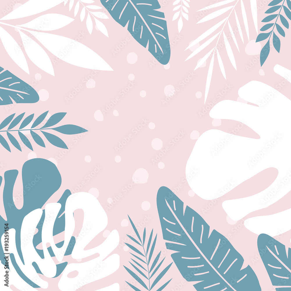 Tropical jungle leaves background. Tropical poster design. Tropical leaves art print. Wallpaper, fabric, textile, wrapping paper vector illustration design