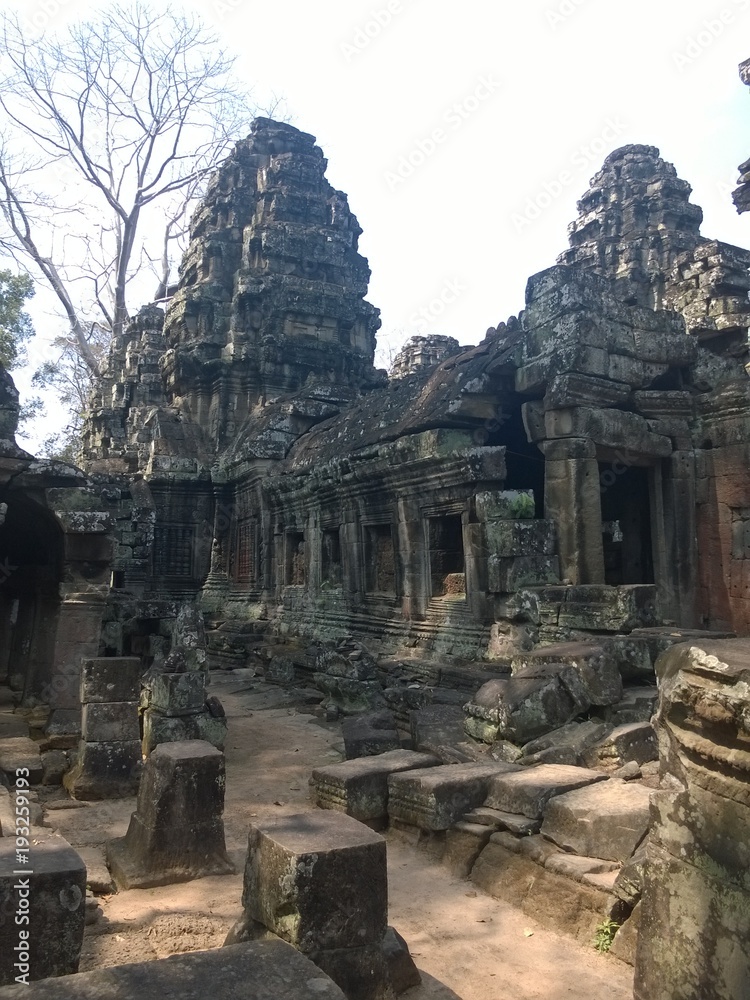 Angkor Wat in Siem Reap, Cambodia. Ancient Khmer stone temple ruins in jungle forest