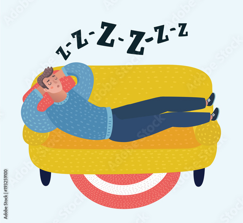Man sleeping on sofa. 