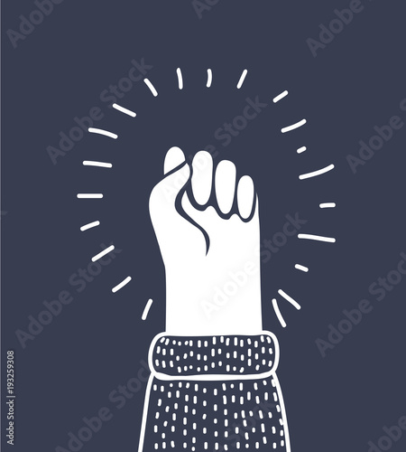 Fist vector icon isolated, hand with shaking fist raised up.