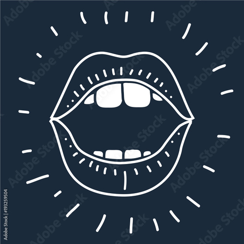 cartoon vector outline illustration human mouth open