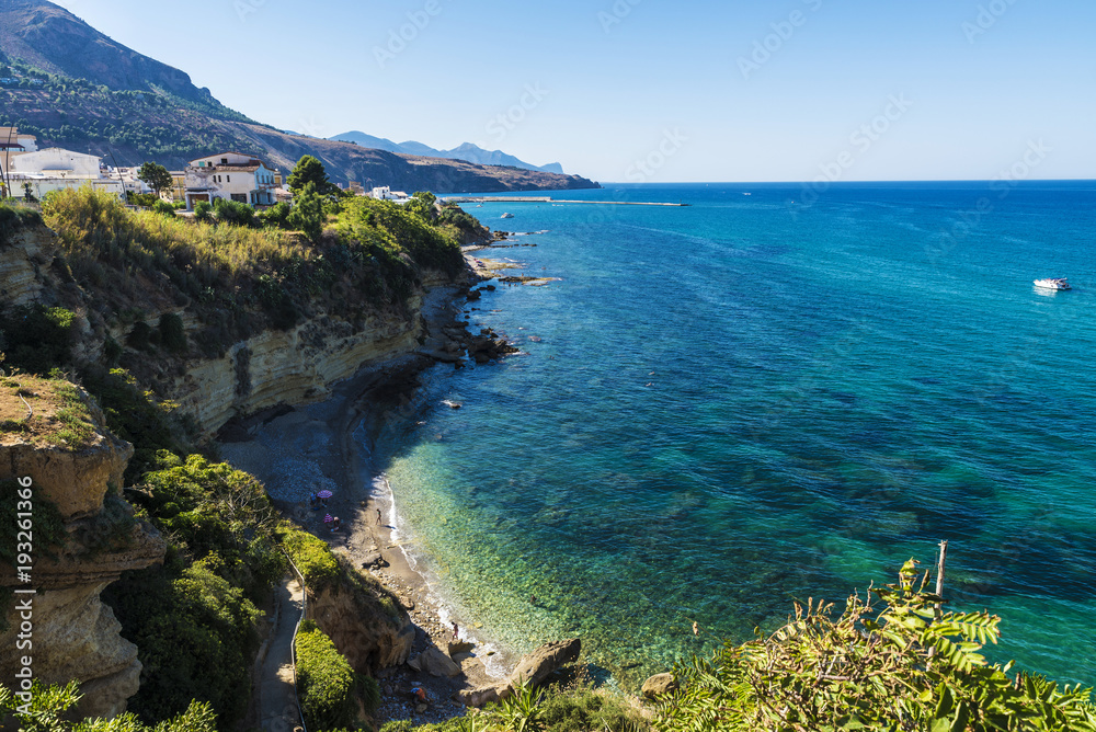 Rocky coast in summer in Sicily, Italy