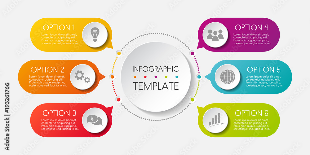 Template of an infographic. Graph with colourul icons. Vector. - obrazy, fototapety, plakaty 