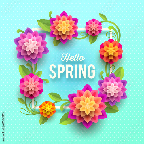 Spring greeting card with flowers.