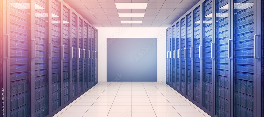 Fototapeta premium Empty hallway of servers