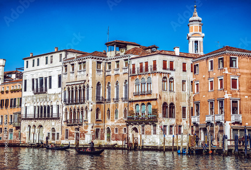 Gondolas in Grand canal at Venice