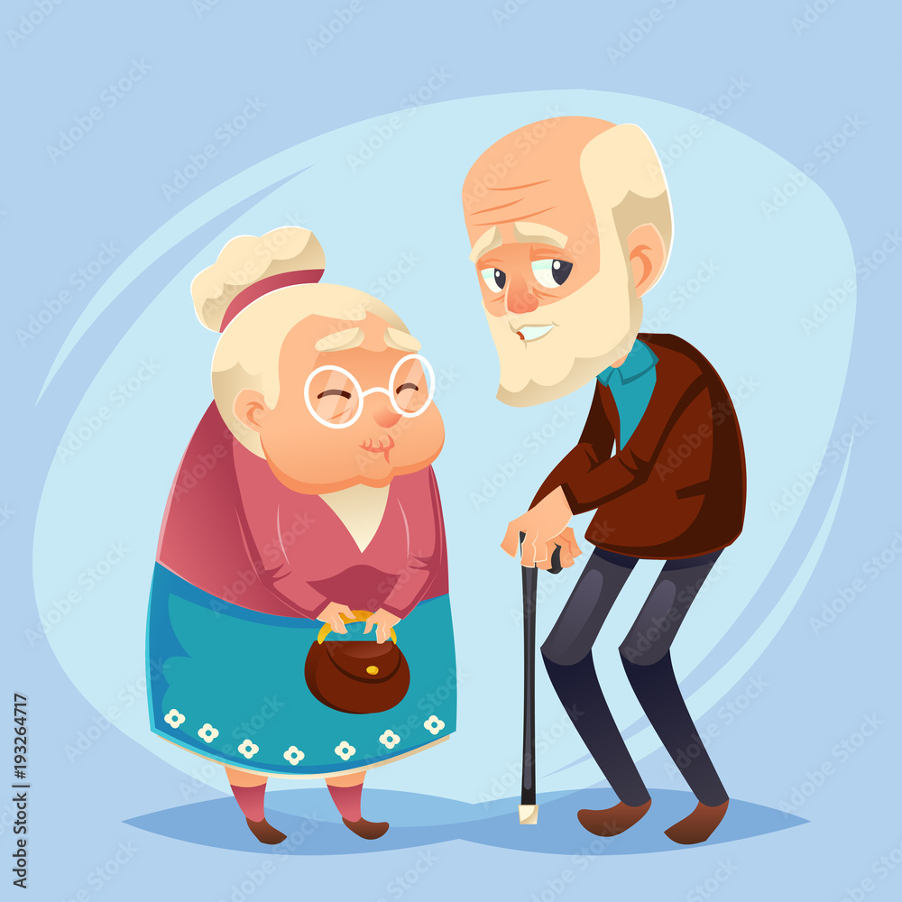 Senior lady and gentleman with silver hair Happy Old age Elderly couple. grandparents  grandfather, grandma Elderly family Flat style vector cartoon illustration  Stock Vector | Adobe Stock