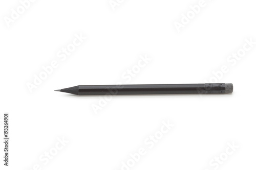 Single pencil with rubber agains a white background