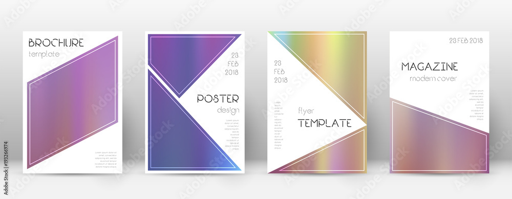 Flyer layout. Triangle popular template for Brochure, Annual Report, Magazine, Poster, Corporate Presentation, Portfolio, Flyer. Beautiful bright hologram cover page.