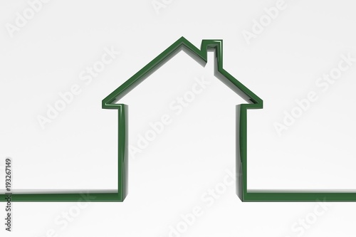 3D house outline. Green efficient house icon. symbol of a house