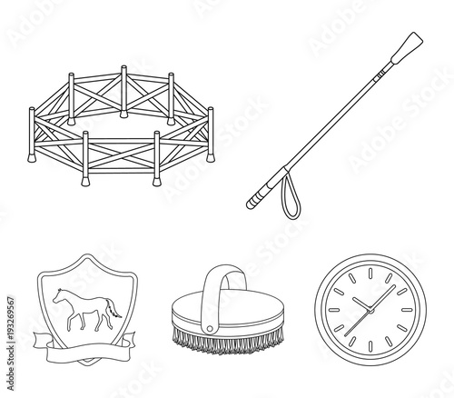 Aviary, whip, emblem, hippodrome .Hippodrome and horse set collection icons in outline style vector symbol stock illustration web.