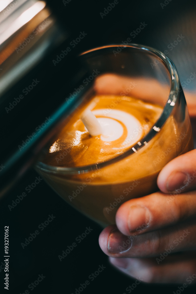 Fotografie Latte art coffee cup - vintage effect