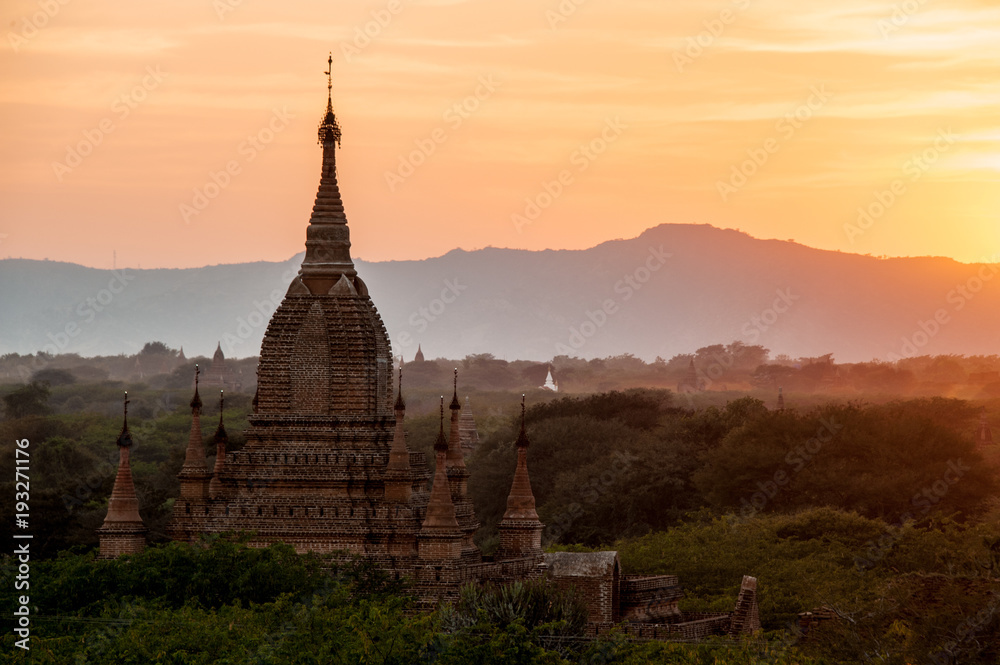 Sunset in Bagan - Temple view - Myanmar