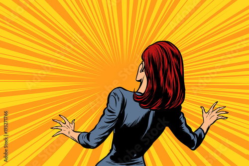 frightened woman back, human reaction