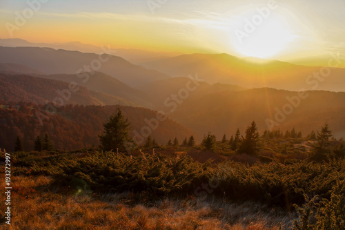 Sunset  mountains Carpathians