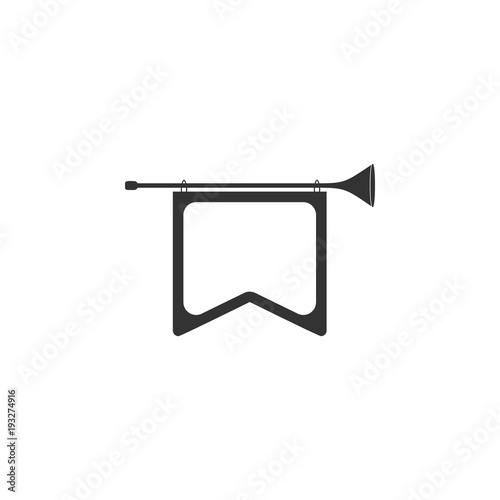 bugle with flag icon. Detailed icon of musical instrument icon. Premium quality graphic design. One of the collection icon for websites, web design, mobile app