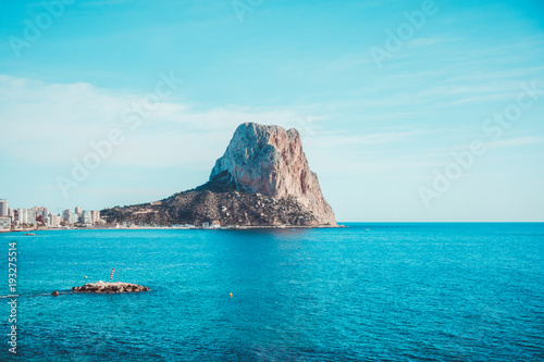 View to Mediterranean Sea, Ifach rock and Calpe city in Costa Blanca, Spain photo