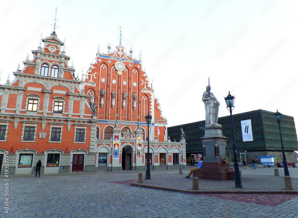 Beautiful Old Town Square in the Historical Center of Riga, Latvia 