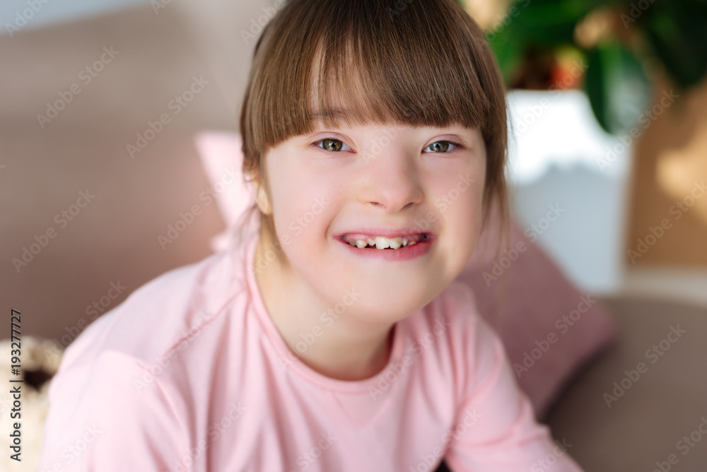 Portrait of happy child with down syndrome Portrait of happy child with down syndrome