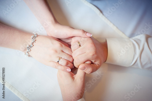 Couple of lovers hold hands. Human hands man and woman
