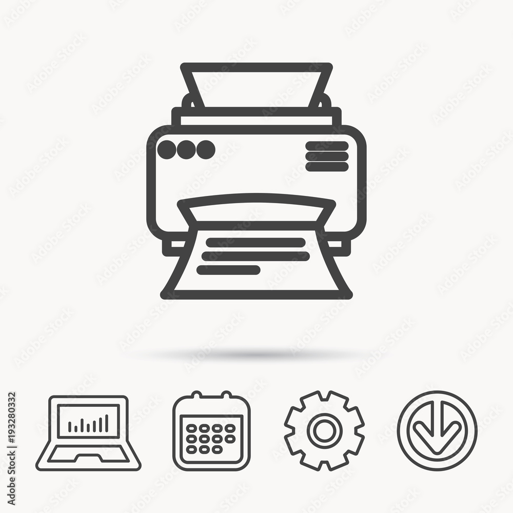 Printer icon. Print document technology sign. Printer icon. Print document technology sign.