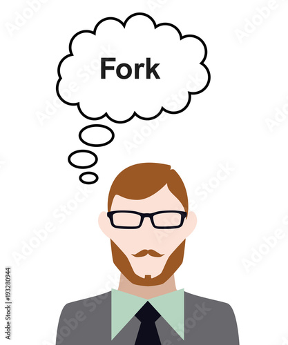 Person denkt an Fork