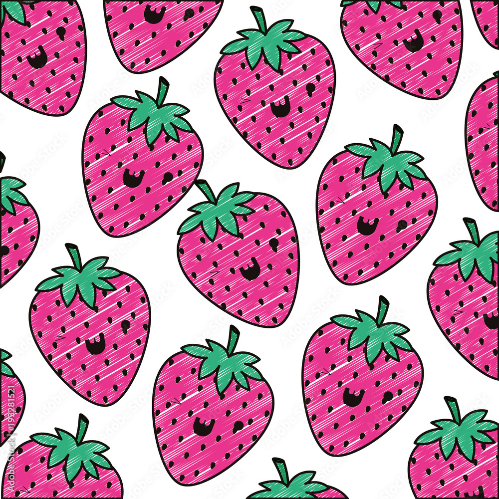 strawberries pattern background kawaii character vector illustration design strawberries pattern background kawaii character vector illustration design