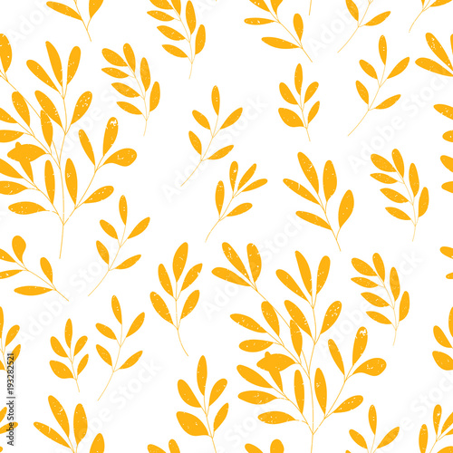 Fotografie Vector botanical seamless pattern with textured hand drawn twigs.