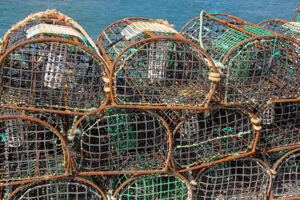 crab of lobster fishing pots on the pier
