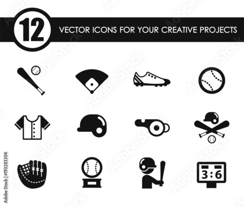 baseball vector icons for your creative ideas