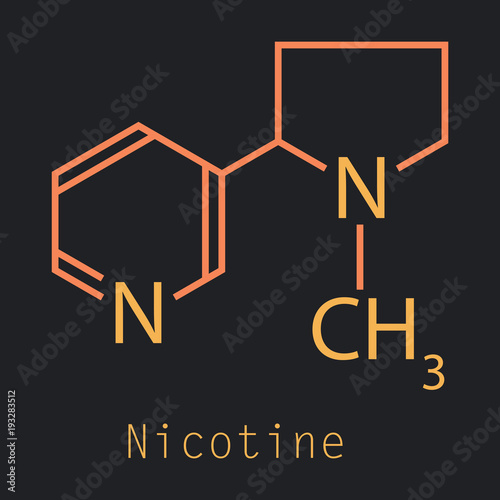 Structural chemical molecular formula and model of nicotinic acid. Atoms are represented as spheres with color coding isolated on background. visualization and skeletal formula. Vector