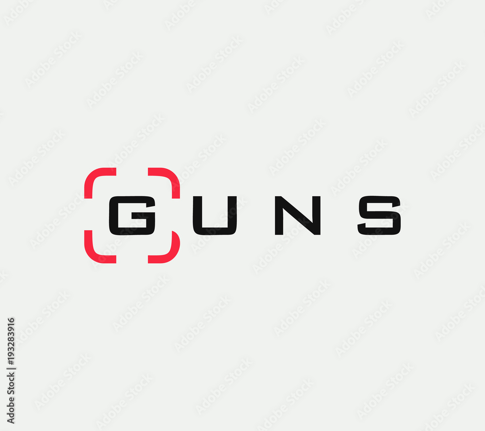 Fototapeta premium Aim vector linear stylized icon, goal abstract sign, target symbol, gun business logo template, vector illustration on white background.