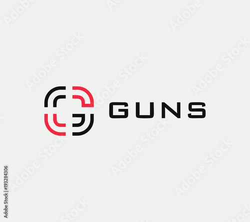 Aim vector linear stylized icon, goal abstract sign, target symbol, gun business logo template, vector illustration on white background.