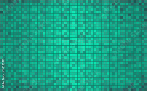 Turquoise abstract mosaic background - Illustration, Mosaic grunge green background, Squares Of Light And Dark turquoise colour, Green shapes of mosaic style