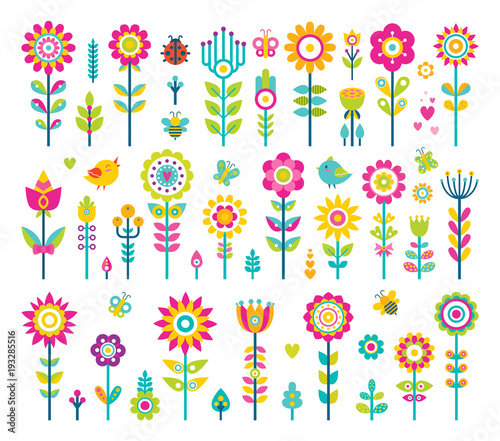 Flowers Collection Poster Vector Illustration