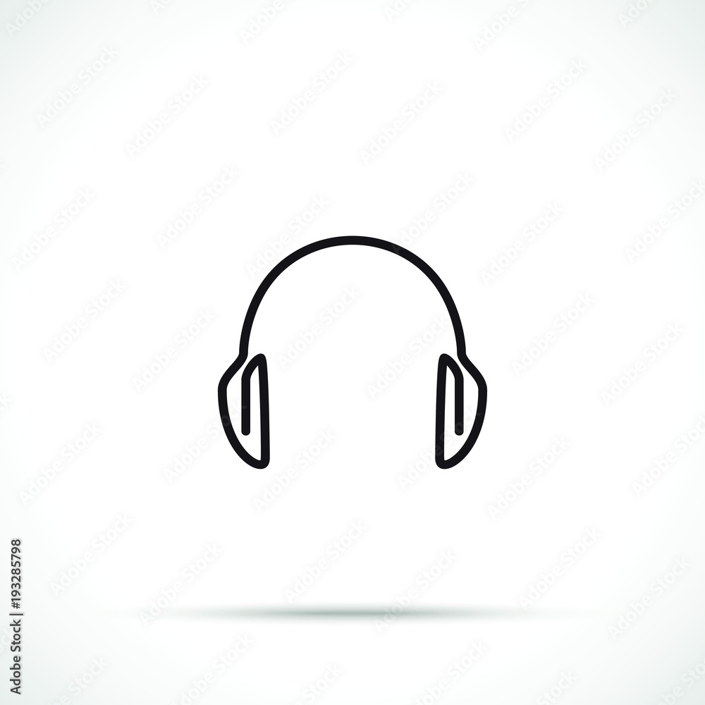 Building headphones icon isolated on white background. Working tool icon sign symbol. Single line art style. Building headphones icon isolated on white background. Working tool icon sign symbol. Single line art style.