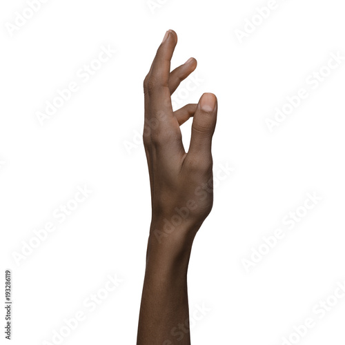 African american black hand gesture isolated on white background