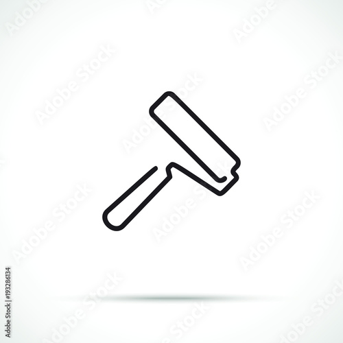 Paint roller icon isolated on white background. Working tool icon sign symbol. Single line art style.