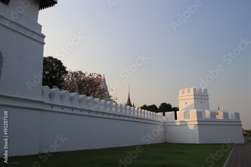 Beautiful light in evening above Wat Phra Keaw in Bangkok,Thailand photo