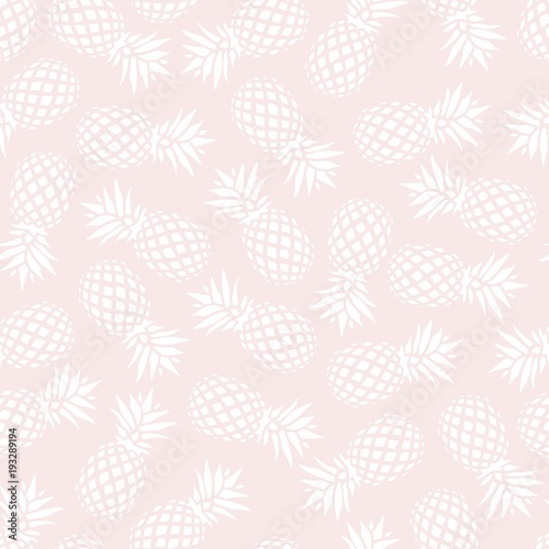 Pineapple seamless pattern on pink background, vector illustration