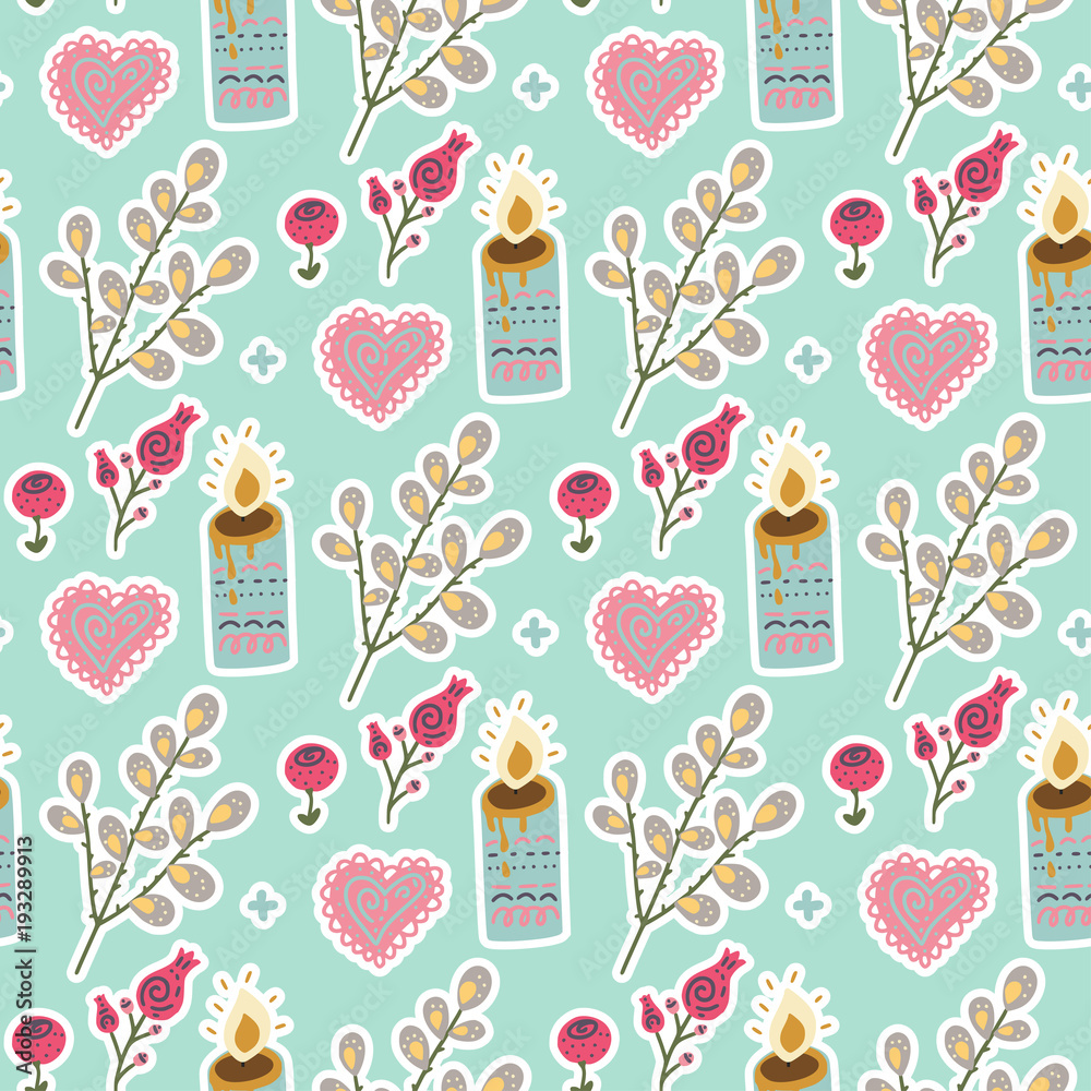 Seamless spring vector pattern. Seamless spring vector pattern.