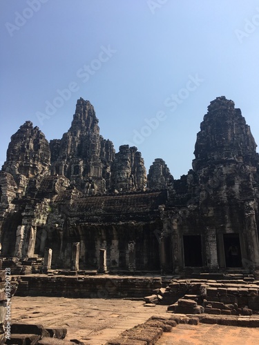 Angkor Wat in Siem Reap  Cambodia. Ancient ruins of Bayon Khmer stone temple in jungle forest.