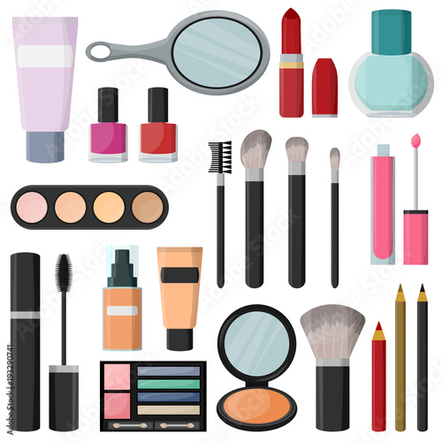 Cosmetics. Set. Flet. Fashion. For a girl. Presentation. For the magazine, the layout. For your design. Colour.
