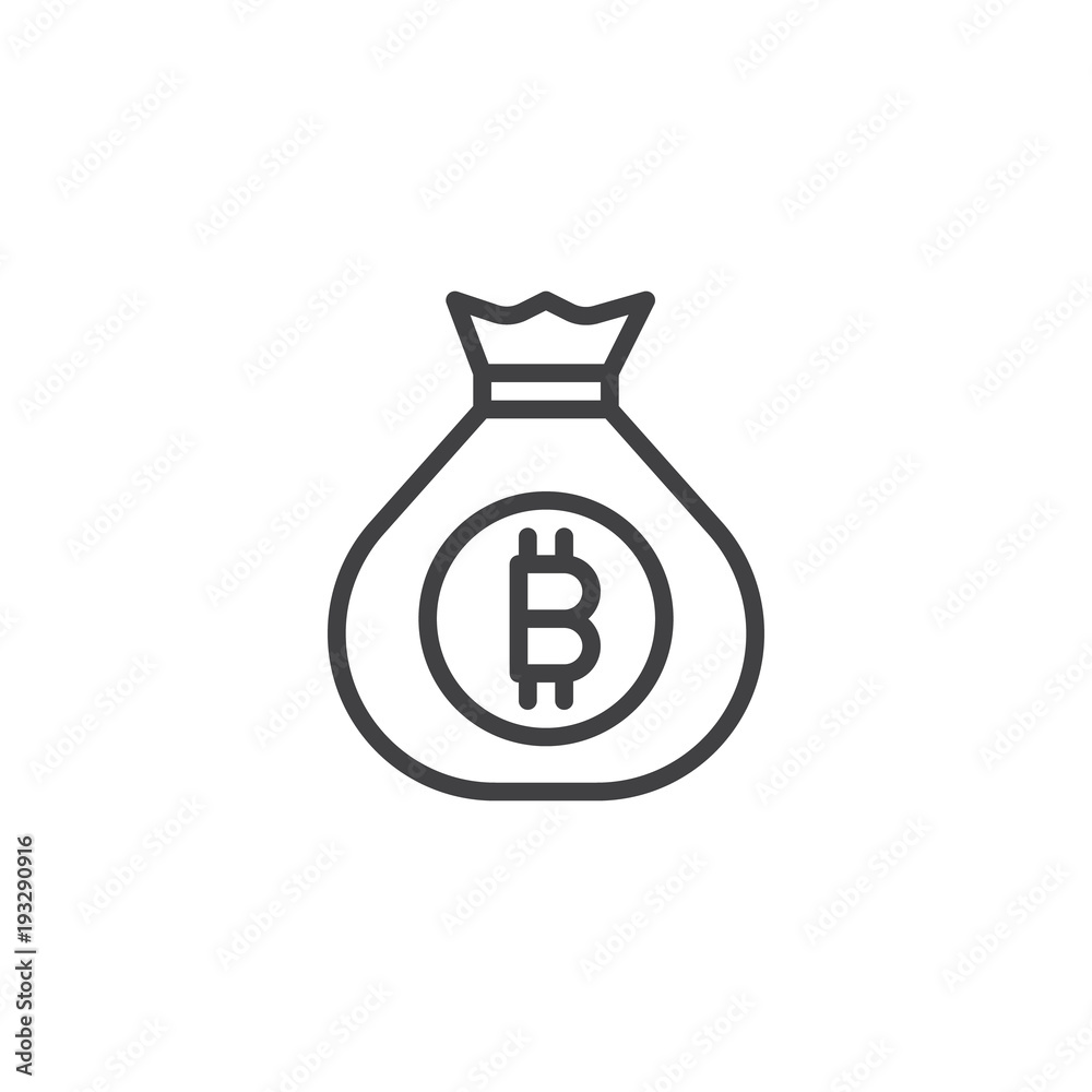 Bitcoin money bag outline icon. linear style sign for mobile concept and web design. Cryptocurrency simple line vector icon. Symbol, logo illustration. Pixel perfect vector graphics Bitcoin money bag outline icon. linear style sign for mobile concept and web design. Cryptocurrency simple line vector icon. Symbol, logo illustration. Pixel perfect vector graphics