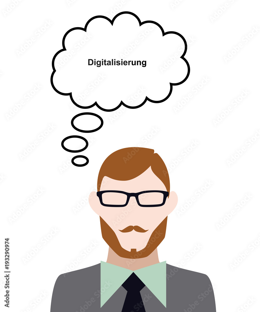 Person denkt an Digitalisierung Person denkt an Digitalisierung