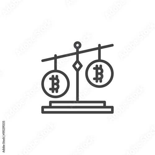 Bitcoin balance outline icon. linear style sign for mobile concept and web design. Cryptocurrency stabilization simple line vector icon. Symbol, logo illustration. Pixel perfect vector graphics