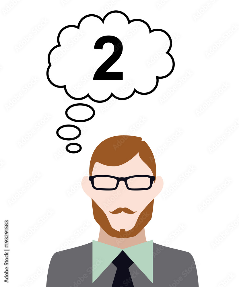 Person denkt an 2 Person denkt an 2