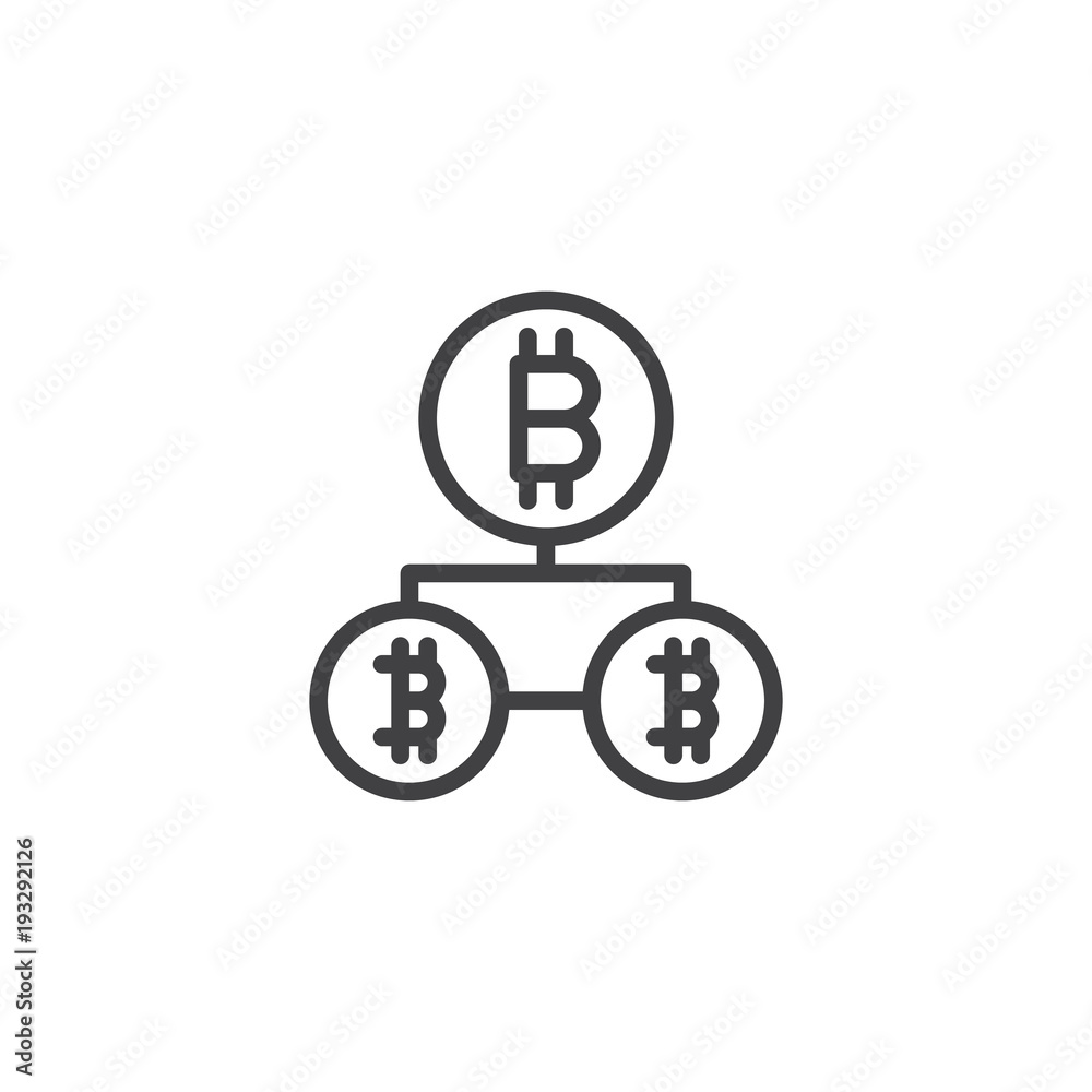 Bitcoin blockchain outline icon. linear style sign for mobile concept and web design. Cryptocurrency virtual network simple line vector icon. Symbol, logo illustration. Pixel perfect vector graphics Bitcoin blockchain outline icon. linear style sign for mobile concept and web design. Cryptocurrency virtual network simple line vector icon. Symbol, logo illustration. Pixel perfect vector graphics
